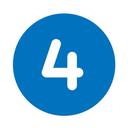 Four icon in blue circle