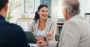 Business woman meeting with clients