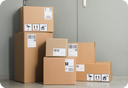 Stack of boxes in a hallway