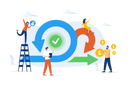 Illustration of workflow process with arrows