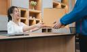 Front desk staff receiving packages
