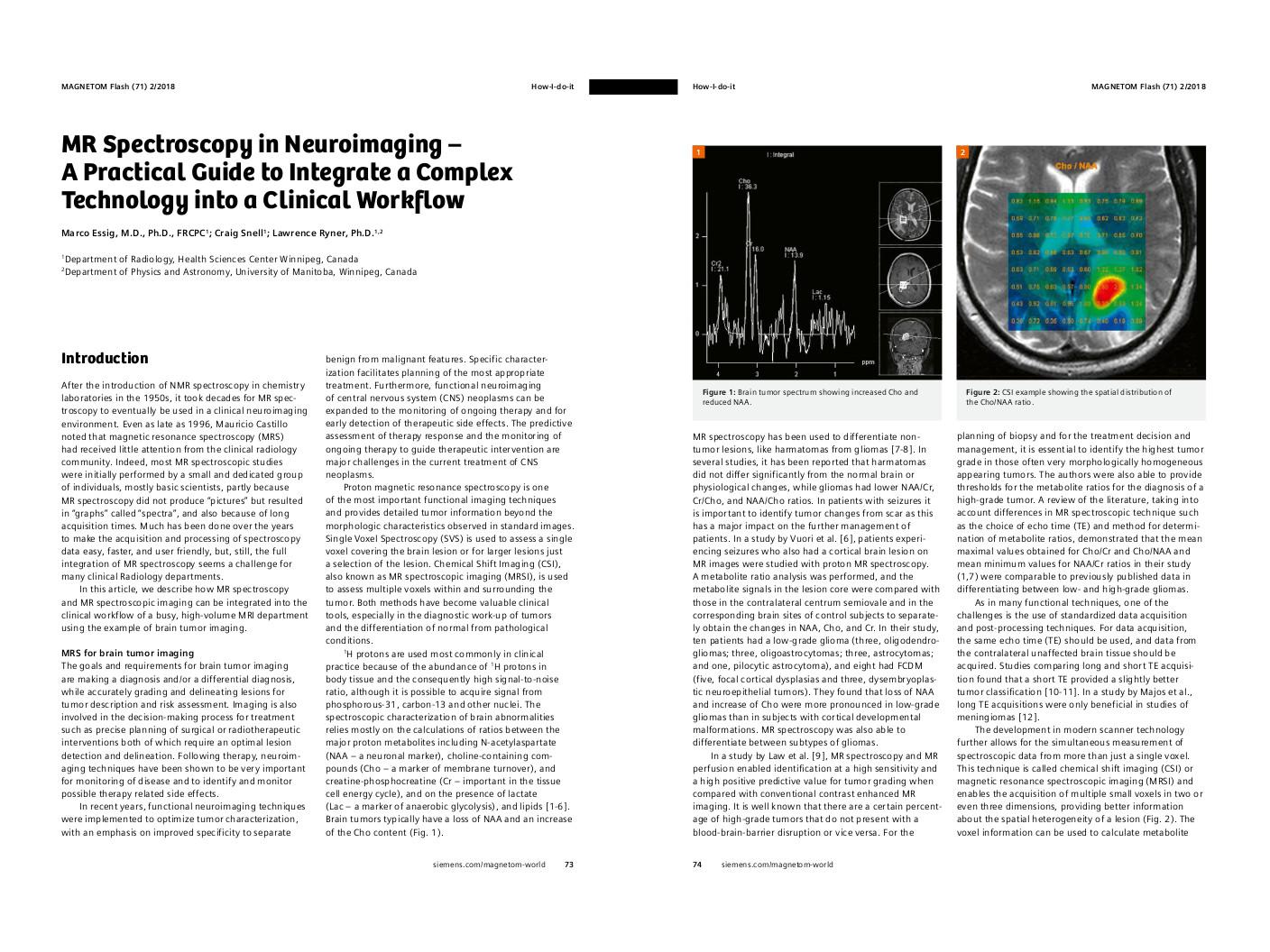 How-I-do-it: MRS in Neuroimaging – A Guide to Integrate a Complex Technology into Clinical Workflow