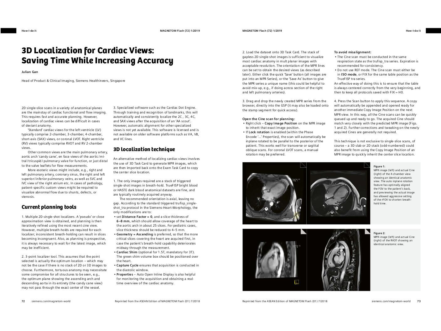 How-I-do-it: 3D Localization for Cardiac Views: Saving Time While Increasing Accuracy