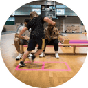 Pupils during physical education at a gymnasium
