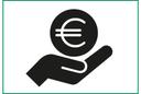icon of a hand and a circle with an Euro-sign to symolize money