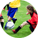 Girls playing soccer