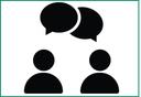 Icon of two people with speech bubbles