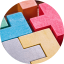 Colourful tetris blocks made of wood