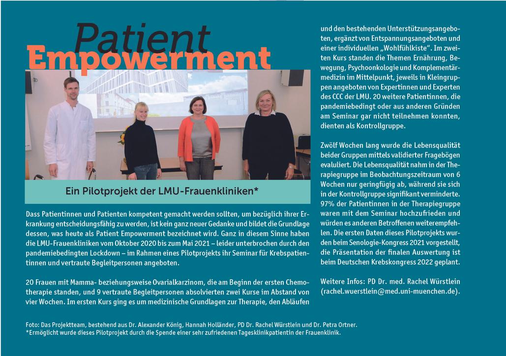 Empowerment Seminar: Ein Pilotprojekt der LMU-Frauenklinik