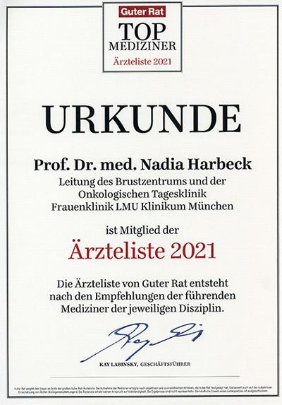 Urkunde Top Mediziner "Guter Rat" 2021