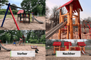 Neue Spielgeräte auf dem Spielplatz im Stadtpark Uerdingen in Krefeld