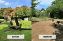 Vorher-Nachher-Bild von dem Spielplatz an der Waldnieler Straße in Krefeld