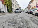 Straßenschäden auf der Breite Straße in Krefeld