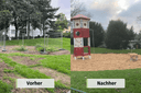 Neuer Spielturm und Wippgerät auf dem Spielplatz an der Joseph-Görres-Str. in Krefeld