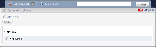Liste der API-Keys