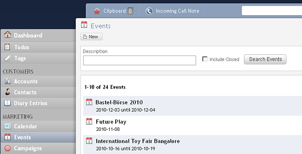 Event list