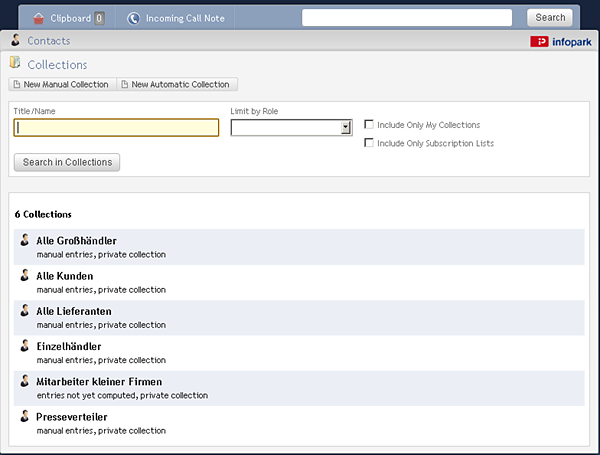 Contact person collections