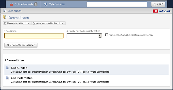 Liste der Sammelliste