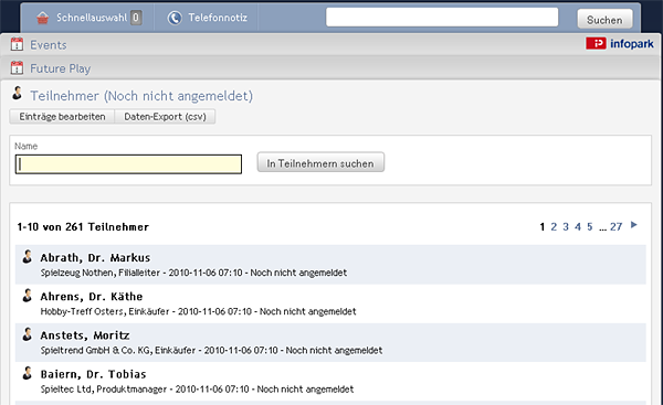 Event-Teilnehmerliste