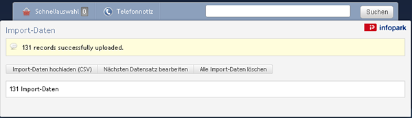 Hochgeladene Datensätze