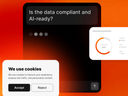 Consent management interface with cookie preferences, compliance checks, and data analytics dashboard.