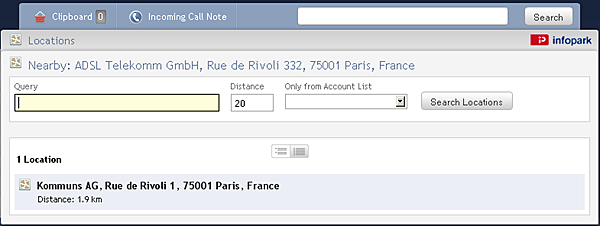 Location search result