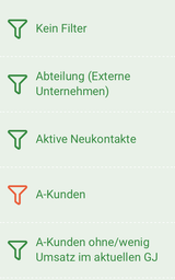 list with filter names