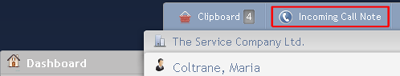 Button for incoming call note