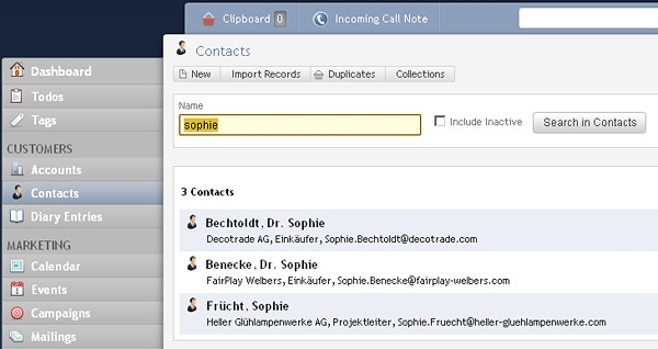 Contact list