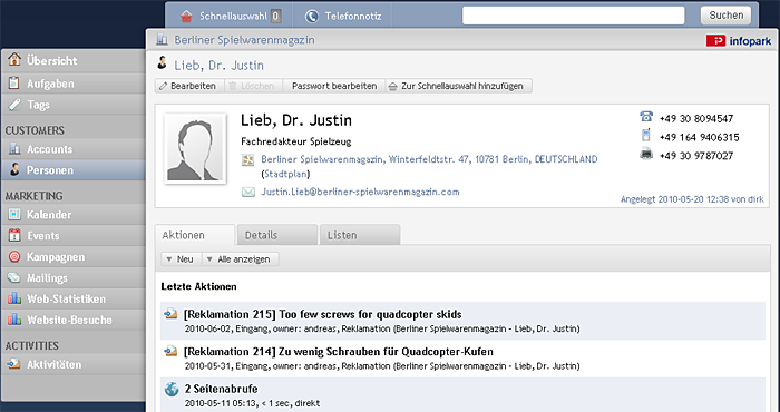 Personen-Detailansicht