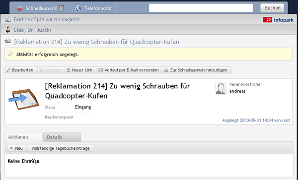 Detailansicht als Bestätigungsseite