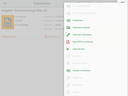 tablet with CRM GUI with document details and context menu
