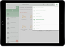 tablet GUI with CRM app and mediathek context menu