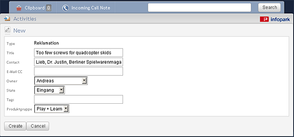 Specifying basic activity data