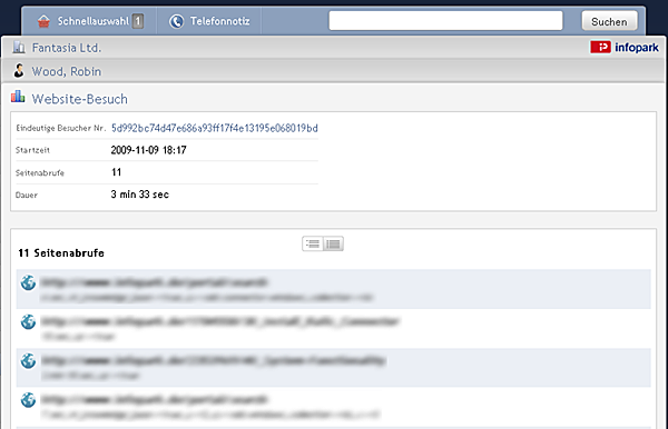 Details eines Website-Besuchs
