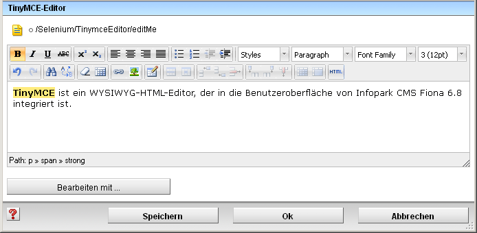TinyMCE-Fenster