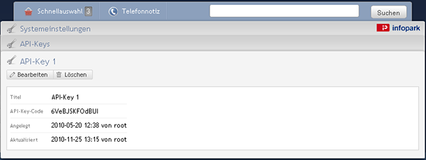 Details eines API-Keys