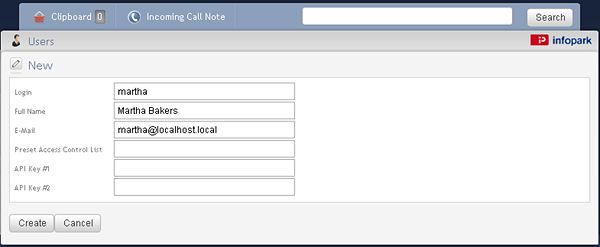 User creation form