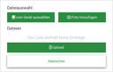 file upload screen with two options: take photo and browse on device