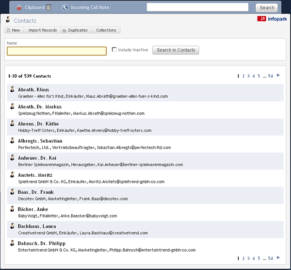 Contact list