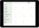 tablet mit CRM GUI and side navigation