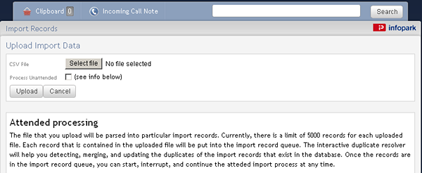 Uploading a CSV file