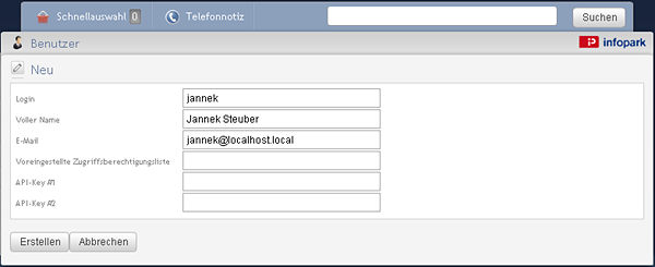 Einen Benutzer anlegen