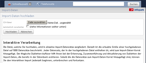 Import der CSV-Datei