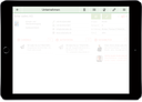 tablet with CRM GUI and details navigation bar highlighted