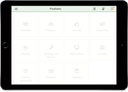 tablet with CRM GUI and navigation bar highlighted