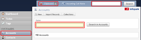 Account search options