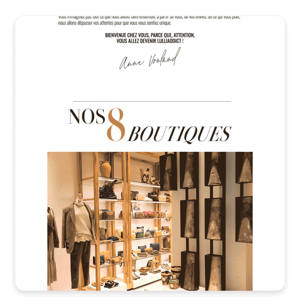 Beispiel für Willkommens-E-Mail von Lulli sur la Toile