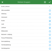 multiple choice list with green top bar