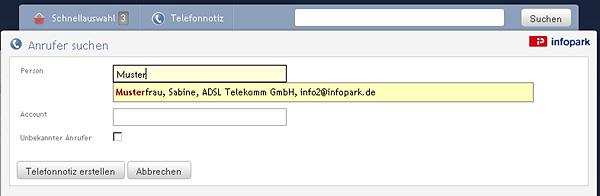 Person für Telefonnotiz auswählen